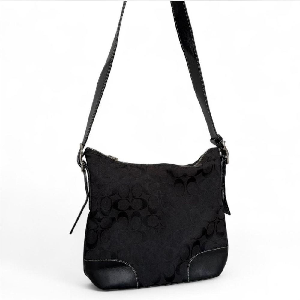 Coach Black Signature Jacquard Hobo Shoulder Crossbody Bag